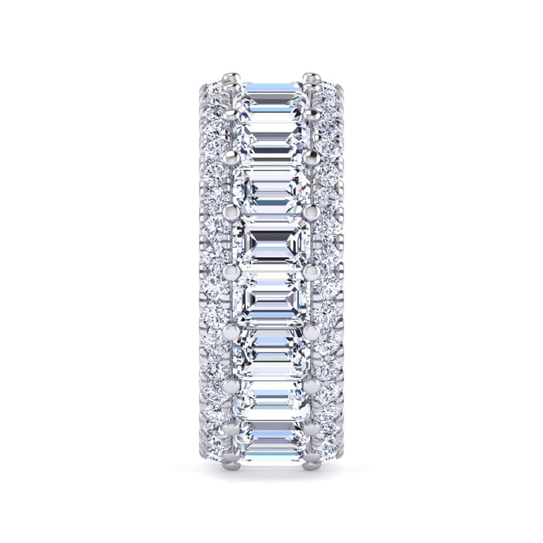 Eternity Band Wedding Ring in 14k White Gold with Emerald Cut Natural Diamond at Gabriel & Co. - Shot 4
