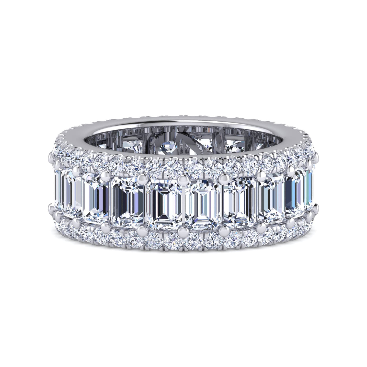Eternity Band Wedding Ring in 14k White Gold with Emerald Cut Natural Diamond at Gabriel & Co. - Shot 1