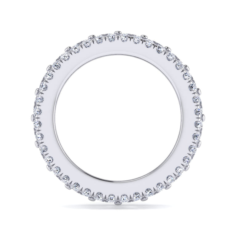 Eternity Band Wedding Ring in 14k White Gold with Emerald Cut Natural Diamond at Gabriel & Co. - Shot 2