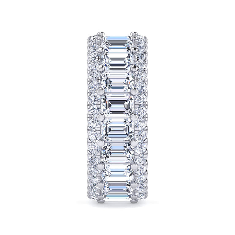 Eternity Band Wedding Ring in 14k White Gold with Emerald Cut Natural Diamond at Gabriel & Co. - Shot 4