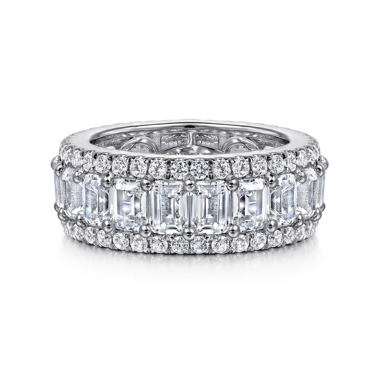 Eternity Band Wedding Ring in 14k White Gold with Emerald Cut Natural Diamond at Gabriel & Co. - Shot 1