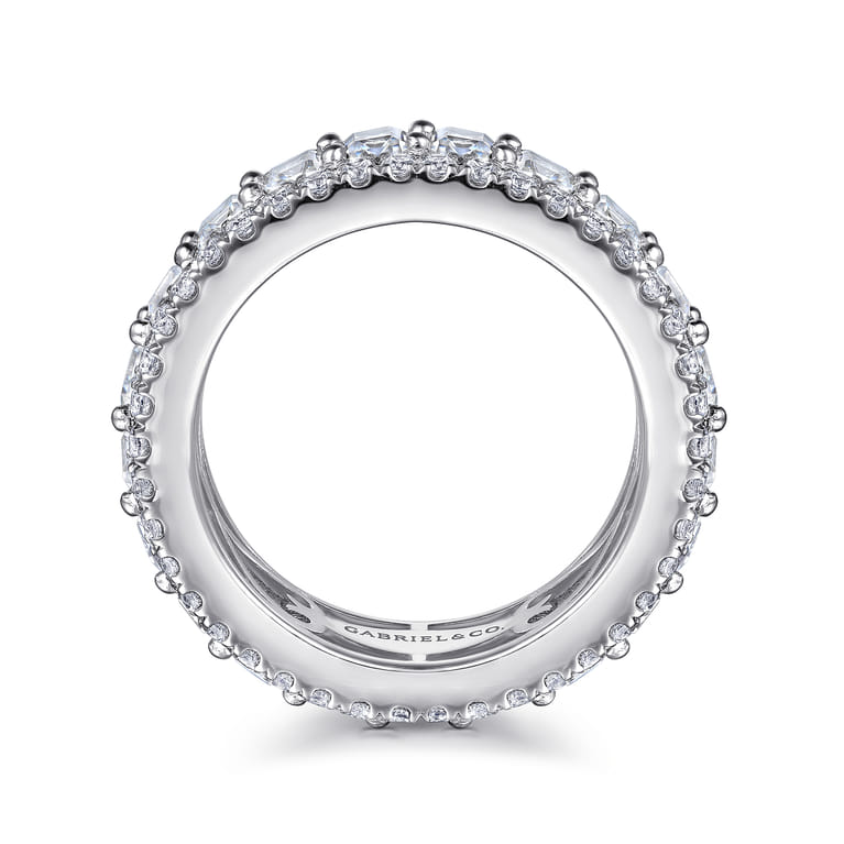 Eternity Band Wedding Ring in 14k White Gold with Emerald Cut Natural Diamond at Gabriel & Co. - Shot 2