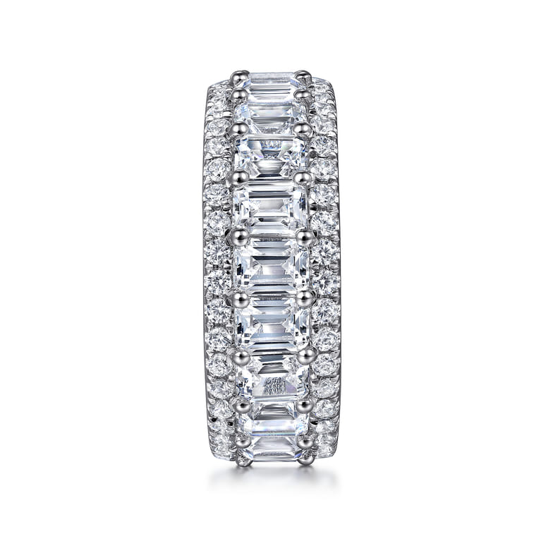 Eternity Band Wedding Ring in 14k White Gold with Emerald Cut Natural Diamond at Gabriel & Co. - Shot 4