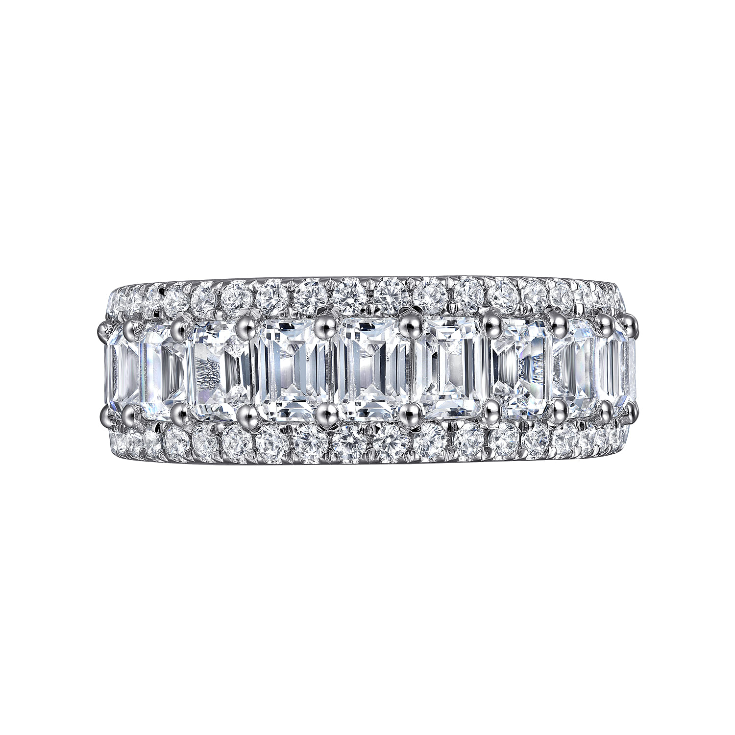 Eternity Band Wedding Ring in 14k White Gold with Emerald Cut Natural Diamond at Gabriel & Co. - Shot 6