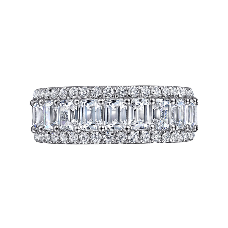 Eternity Band Wedding Ring in 14k White Gold with Emerald Cut Natural Diamond at Gabriel & Co. - Shot 6