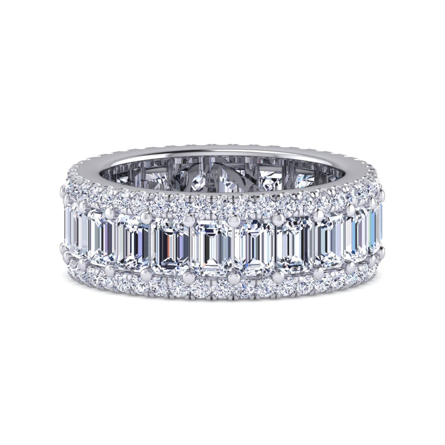 Eternity Band Wedding Ring in 14k White Gold with Emerald Cut Natural Diamond at Gabriel & Co. - Shot 1