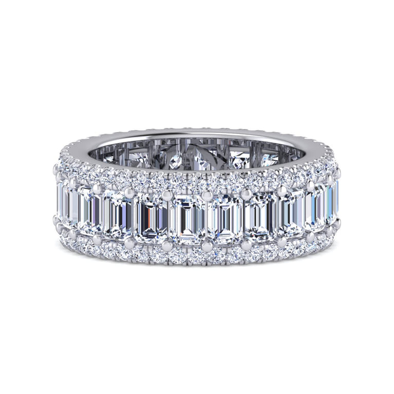 Eternity Band Wedding Ring in 14k White Gold with Emerald Cut Natural Diamond at Gabriel & Co. - Shot 1