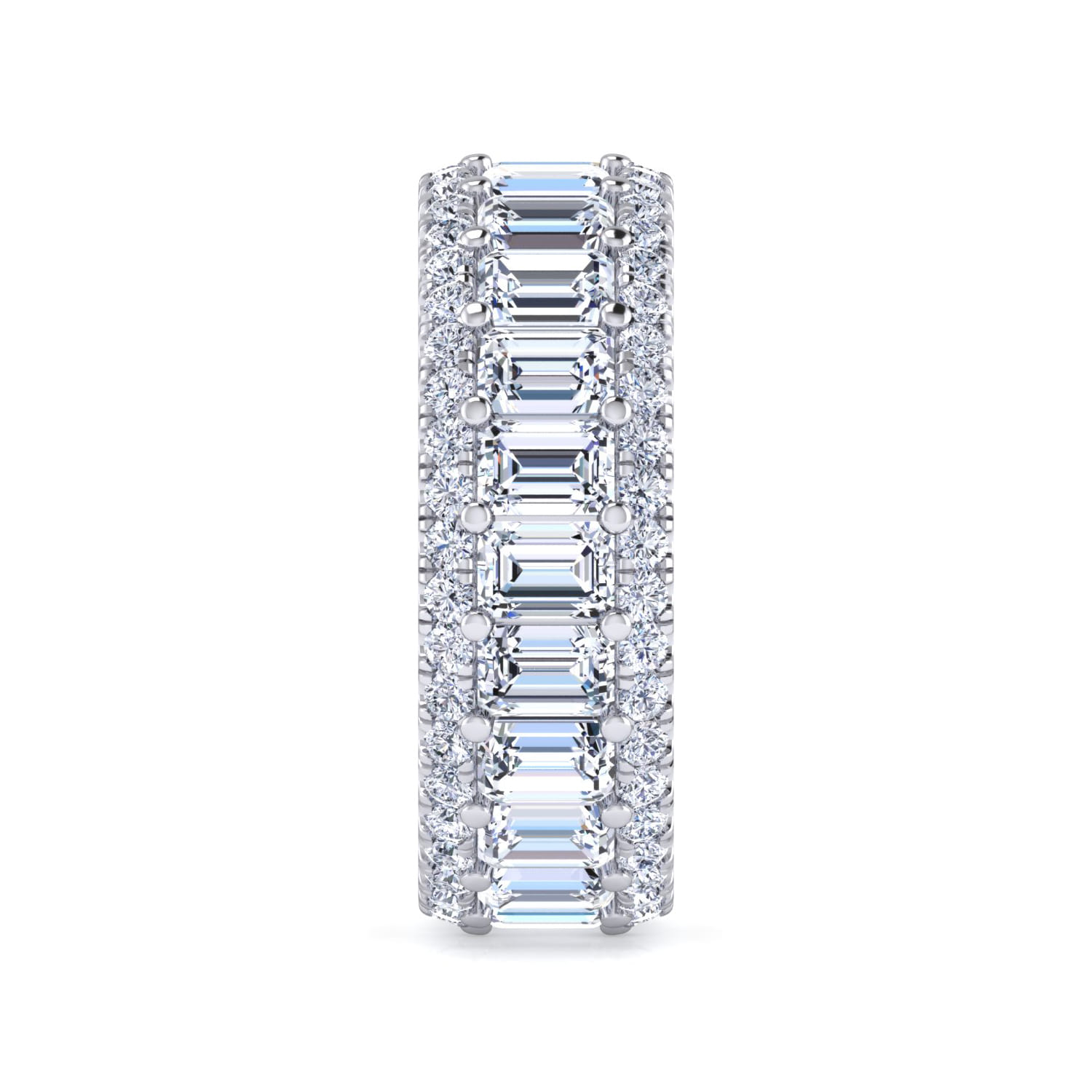 Eternity Band Wedding Ring in 14k White Gold with Emerald Cut Natural Diamond at Gabriel & Co. - Shot 4