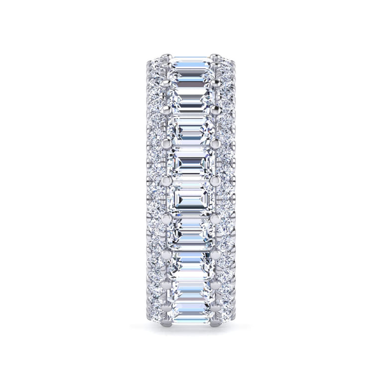 Eternity Band Wedding Ring in 14k White Gold with Emerald Cut Natural Diamond at Gabriel & Co. - Shot 4