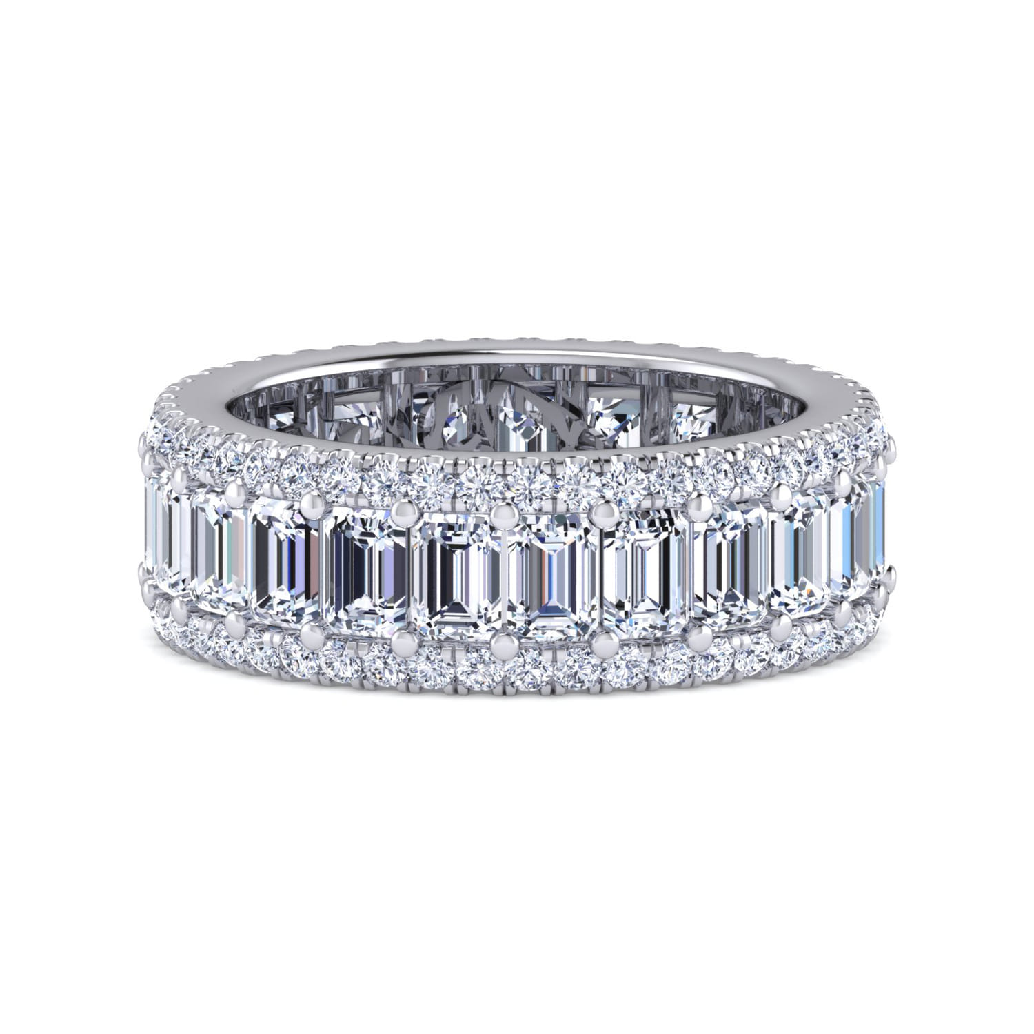 Eternity Band Wedding Ring in 14k White Gold with Emerald Cut Natural Diamond at Gabriel & Co. - Shot 1