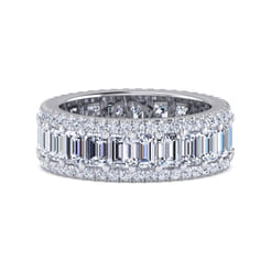 Prinne - Wide 14K White Gold Emerald Cut Fancy Diamond Anniversary Band