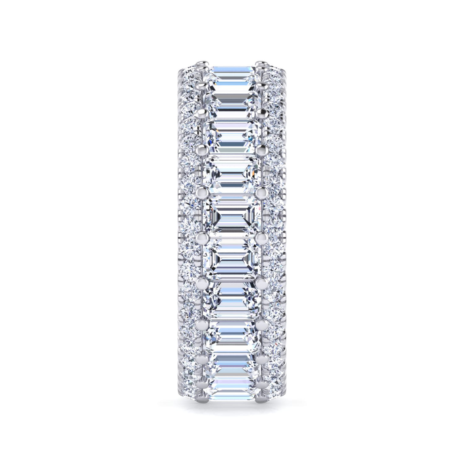 Eternity Band Wedding Ring in 14k White Gold with Emerald Cut Natural Diamond at Gabriel & Co. - Shot 4