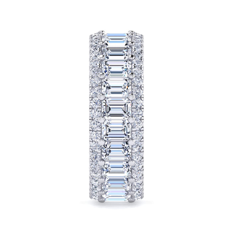 Eternity Band Wedding Ring in 14k White Gold with Emerald Cut Natural Diamond at Gabriel & Co. - Shot 4
