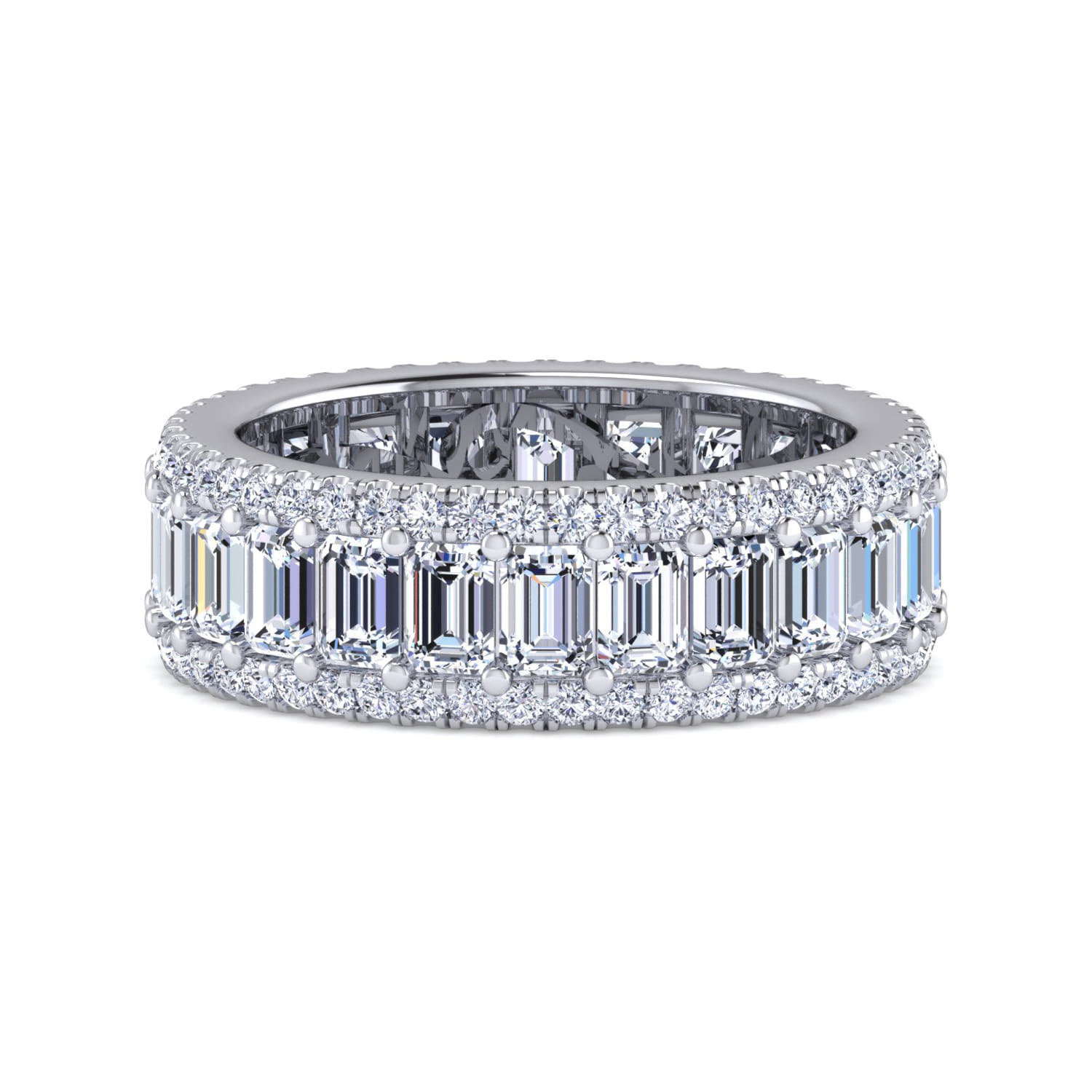Eternity Band Wedding Ring in 14k White Gold with Emerald Cut Natural Diamond at Gabriel & Co. - Shot 1