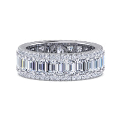 Prinne - Wide 14K White Gold Emerald Cut Fancy Diamond Anniversary Band