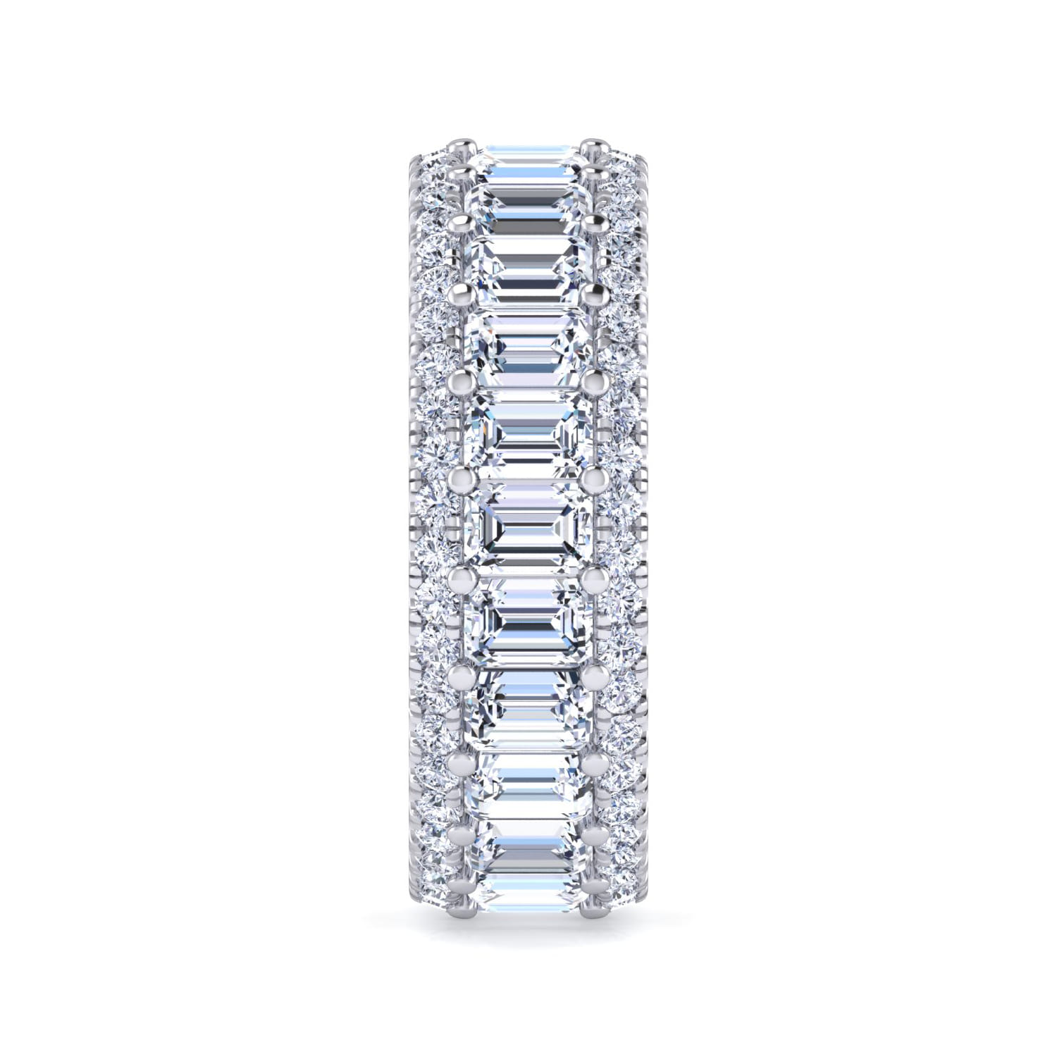Eternity Band Wedding Ring in 14k White Gold with Emerald Cut Natural Diamond at Gabriel & Co. - Shot 4