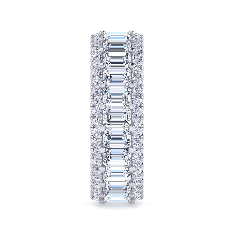Eternity Band Wedding Ring in 14k White Gold with Emerald Cut Natural Diamond at Gabriel & Co. - Shot 4