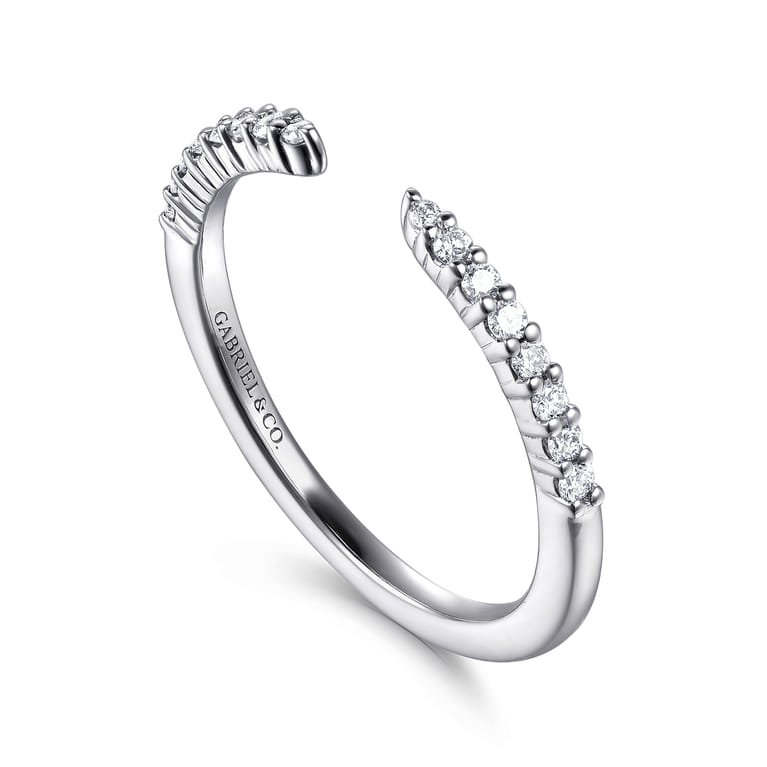 Open Ring Wedding Ring in 14k White Gold with Round Natural Diamond at Gabriel & Co. - Shot 3