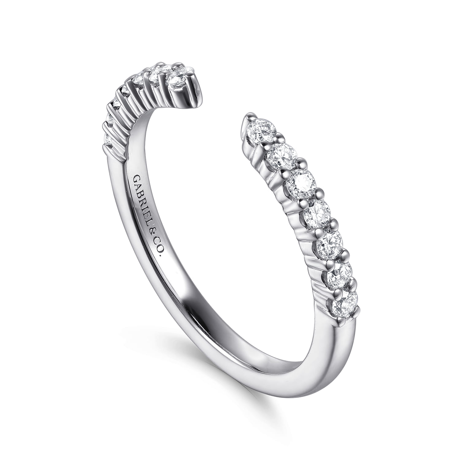 Open Ring Wedding Ring in 14k White Gold with Round Natural Diamond at Gabriel & Co. - Shot 3