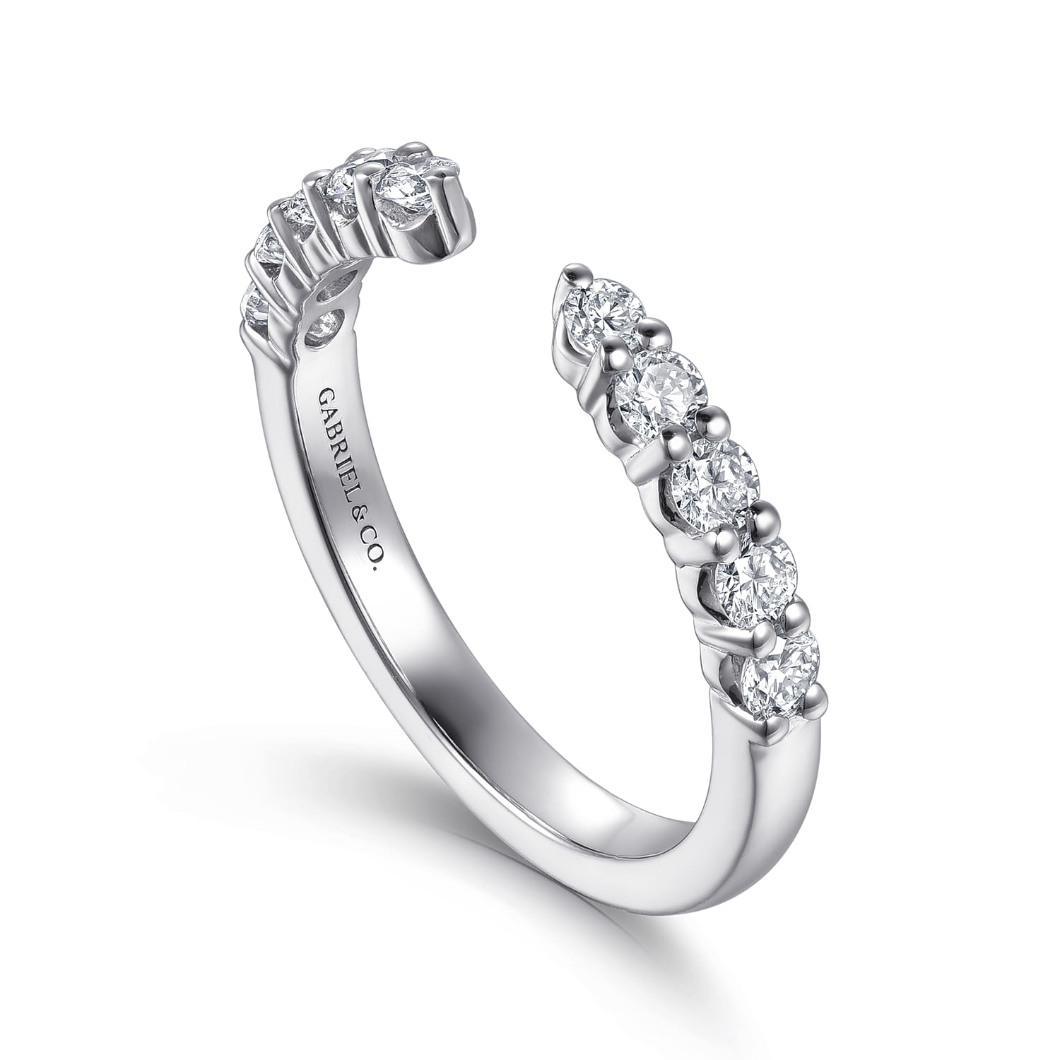 Open Ring Wedding Ring in 14k White Gold with Round Natural Diamond at Gabriel & Co. - Shot 3