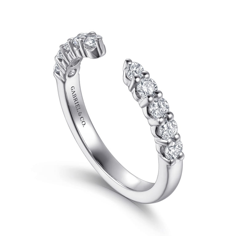 Open Ring Wedding Ring in 14k White Gold with Round Natural Diamond at Gabriel & Co. - Shot 3