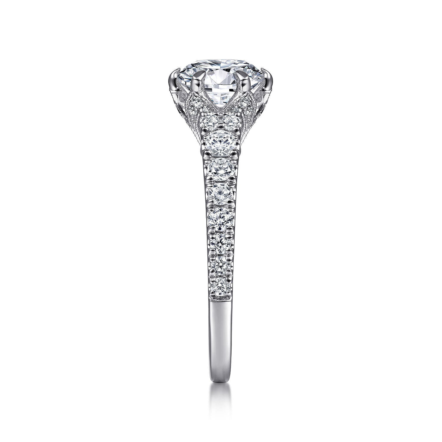 Prism - Vintage Inspired 18K White Gold Round Diamond Engagement Ring