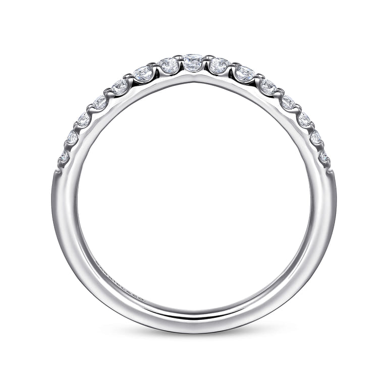 Curved Wedding Ring in 14k White Gold with Round  at Gabriel & Co. - Shot 2