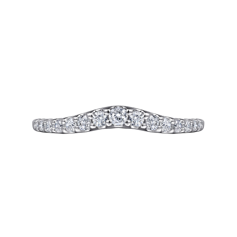 Curved Wedding Ring in 14k White Gold with Round  at Gabriel & Co. - Shot 6
