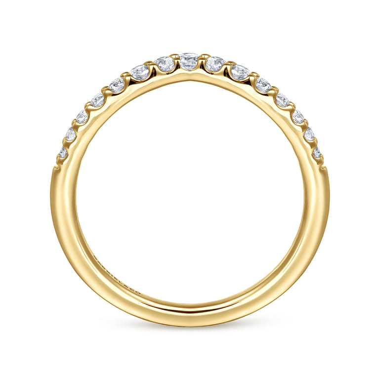 Curved Wedding Ring in 14k Yellow Gold with Round Natural Diamond at Gabriel & Co. - Shot 2