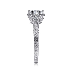 Priya - Vintage Inspired 14K White Gold 6 Prong Round Diamond Engagement Ring