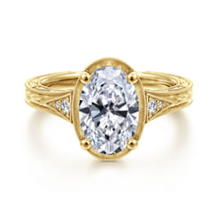 Priya - Vintage Inspired 14K Yellow Gold 6 Prong Oval Diamond Engagement Ring