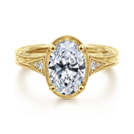 Priya - Vintage Inspired 14K Yellow Gold 6 Prong Oval Diamond Engagement Ring