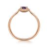 Promise Ring - 14K Rose Gold Amethyst and Diamond Halo Promise Ring - 0.06 ct