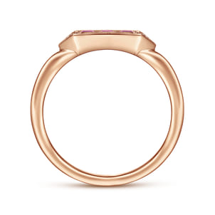 Promise Ring - 14K Rose Gold Diamond and Trio Princess Cut Ruby Stackable Ring