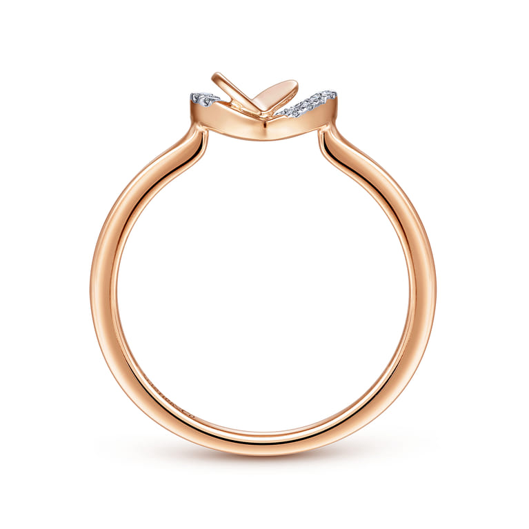 Promise Ring - 14K Rose Gold Double Heart Diamond Promise Ring - 0.08 ct - Shot 2