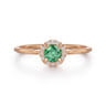 Promise Ring - 14K Rose Gold Emerald and Diamond Halo Promise Ring