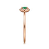 Promise Ring - 14K Rose Gold Emerald and Diamond Halo Promise Ring