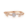 Promise Ring - 14K Rose Gold Floral Diamond Stackable Promise Ring - 0.1 ct