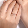 Promise Ring - 14K Rose Gold Octagonal Diamond Halo Round Morganite Promise Ring - 0.09 ct