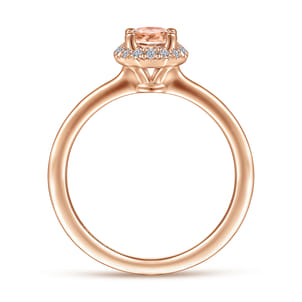 Promise Ring - 14K Rose Gold Octagonal Diamond Halo Round Morganite Ring