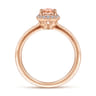 Promise Ring - 14K Rose Gold Octagonal Diamond Halo Round Morganite Ring - 0.09 ct