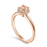 Promise Ring - 14K Rose Gold Octagonal Diamond Halo Round Morganite Ring - 0.09 ct
