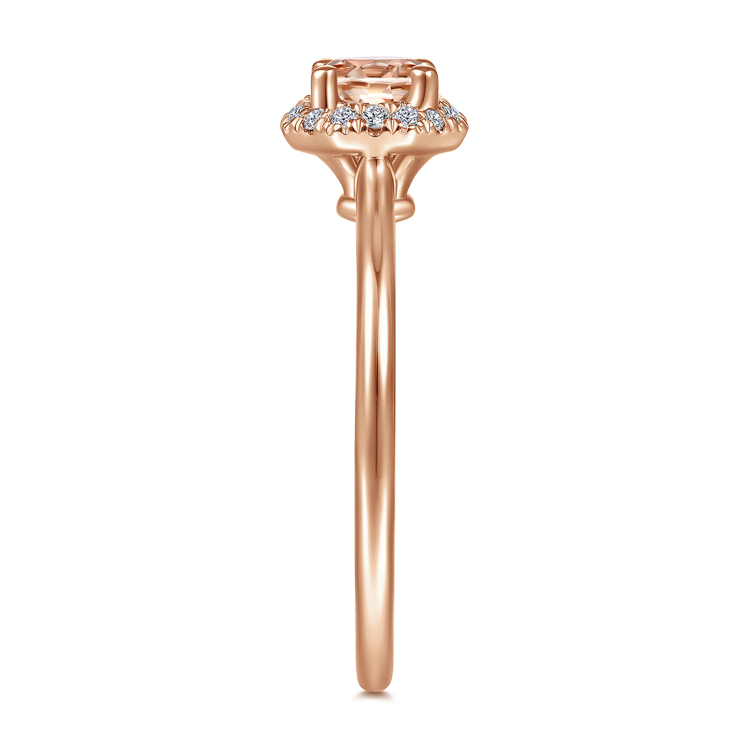 Promise Ring - 14K Rose Gold Octagonal Diamond Halo Round Morganite Ring