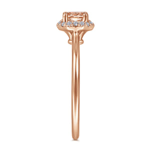 Promise Ring - 14K Rose Gold Octagonal Diamond Halo Round Morganite Ring