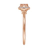 Promise Ring - 14K Rose Gold Octagonal Diamond Halo Round Morganite Ring - 0.09 ct
