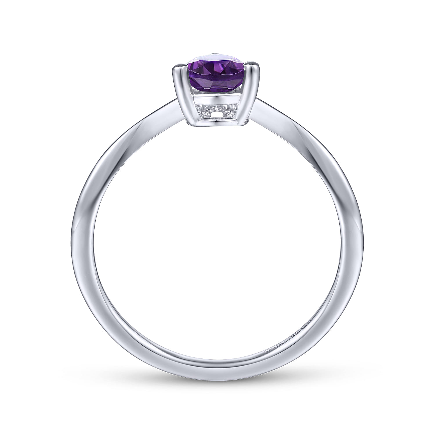 Promise Ring - 14K White Gold Amethyst Diamond Chevron Promise Ring - 0.04 ct - Shot 2