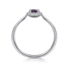 Promise Ring - 14K White Gold Amethyst and Diamond Halo Ring - 0.06 ct