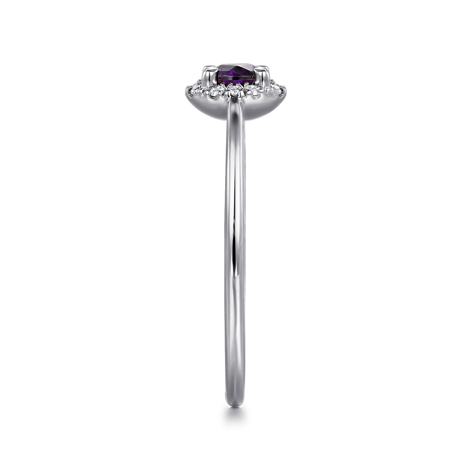 Promise Ring - 14K White Gold Amethyst and Diamond Halo Ring