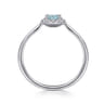 Promise Ring - 14K White Gold Aquamarine and Diamond Halo Ring - 0.06 ct