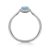 Promise Ring - 14K White Gold Blue Topaz and Diamond Halo Promise Ring - 0.06 ct